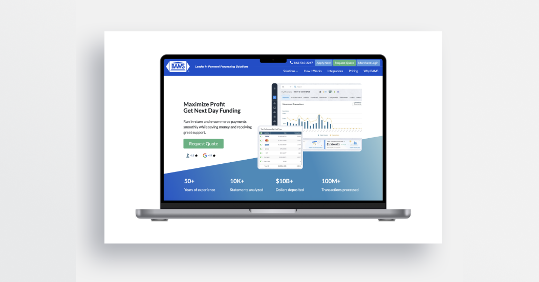 BAMS Merchant Solutions: Website&nbsp;Redesign